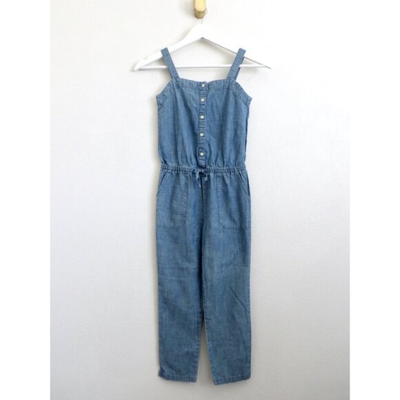 NEW! Polo Ralph Lauren Chambray Jumpsuit Button Front Blue Girls SZ 6-7 Years - Picture 3 of 8